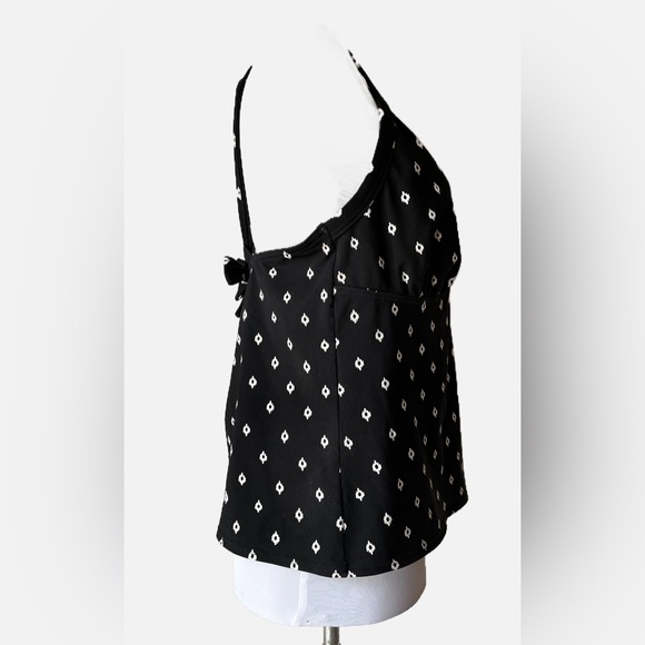 Lands End Tankini Black White Size 14 D Small Diamond Pattern Adjustable Strap - Picture 5 of 15